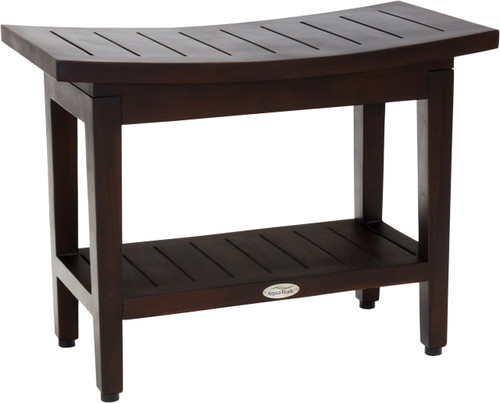Patented 24" Maluku Mocha Teak Shower Bench with Shelf